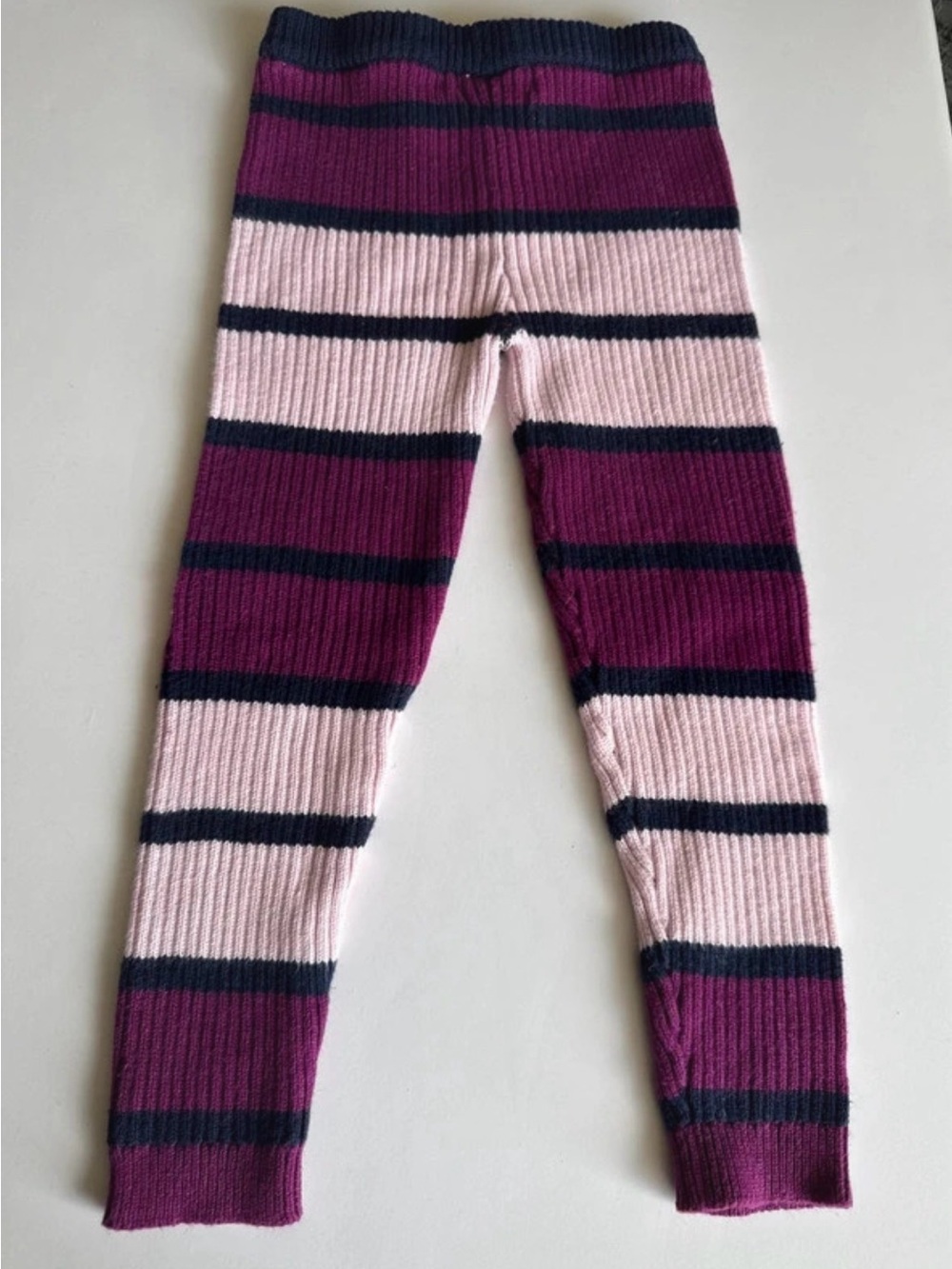 Andy & Evan Pink, Purple & Navy Striped Ribbed Leggings